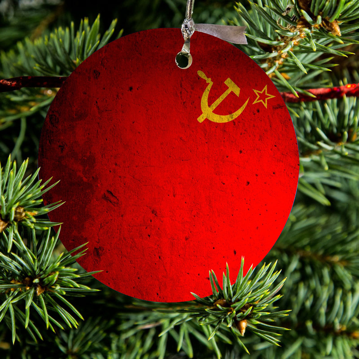 USSR Soviet Flag Old Weathered Red Yellow Ceramic Ornament, view 2