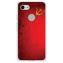 DistinctInk® Clear Shockproof Hybrid Case for Apple iPhone / Samsung Galaxy / Google Pixel - USSR Soviet Flag Old Weathered Red Yellow