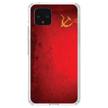 DistinctInk® Clear Shockproof Hybrid Case for Apple iPhone / Samsung Galaxy / Google Pixel - USSR Soviet Flag Old Weathered Red Yellow