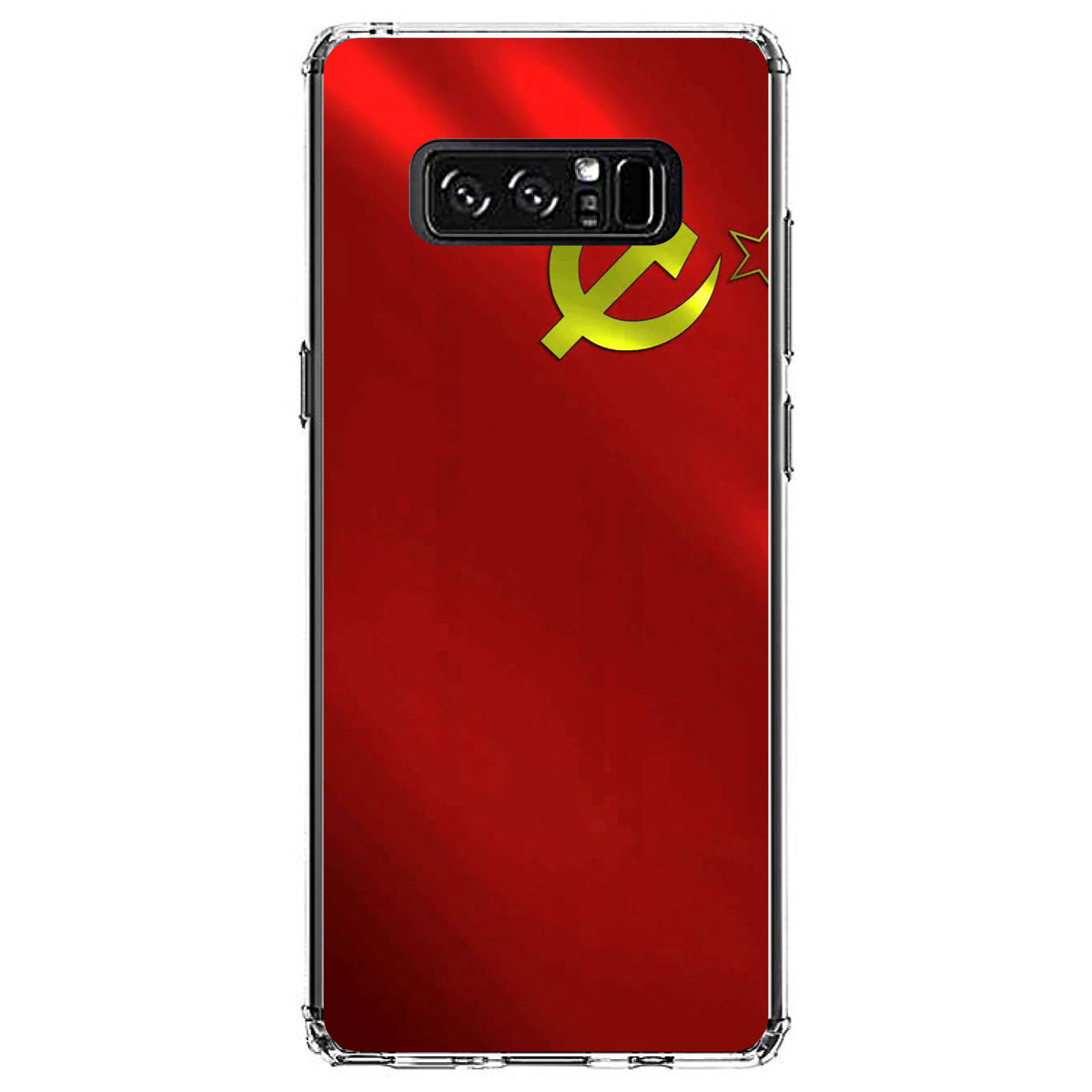 USSR Soviet Flag Waving Red Yellow Clear Shockproof iPhone Case, view 12