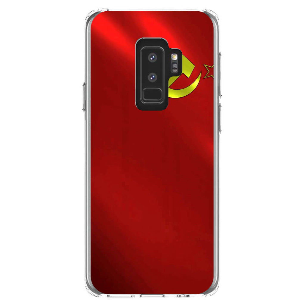 USSR Soviet Flag Waving Red Yellow Clear Shockproof iPhone Case, view 20