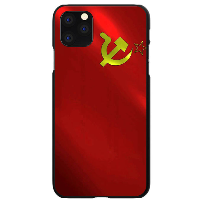 DistinctInk® Hard Plastic Snap-On Case for Apple iPhone or Samsung Galaxy - USSR Soviet Flag Waving