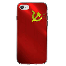 DistinctInk® Clear Shockproof Hybrid Case for Apple iPhone / Samsung Galaxy / Google Pixel - USSR Soviet Flag Waving Red Yellow