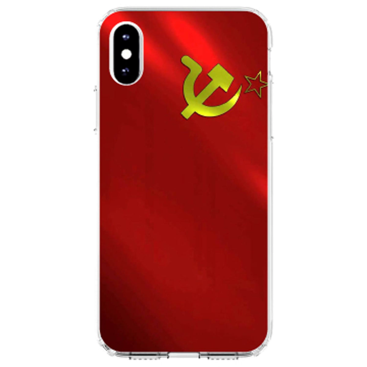 USSR Soviet Flag Waving Red Yellow Clear Shockproof iPhone Case, view 4