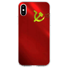 DistinctInk® Clear Shockproof Hybrid Case for Apple iPhone / Samsung Galaxy / Google Pixel - USSR Soviet Flag Waving Red Yellow