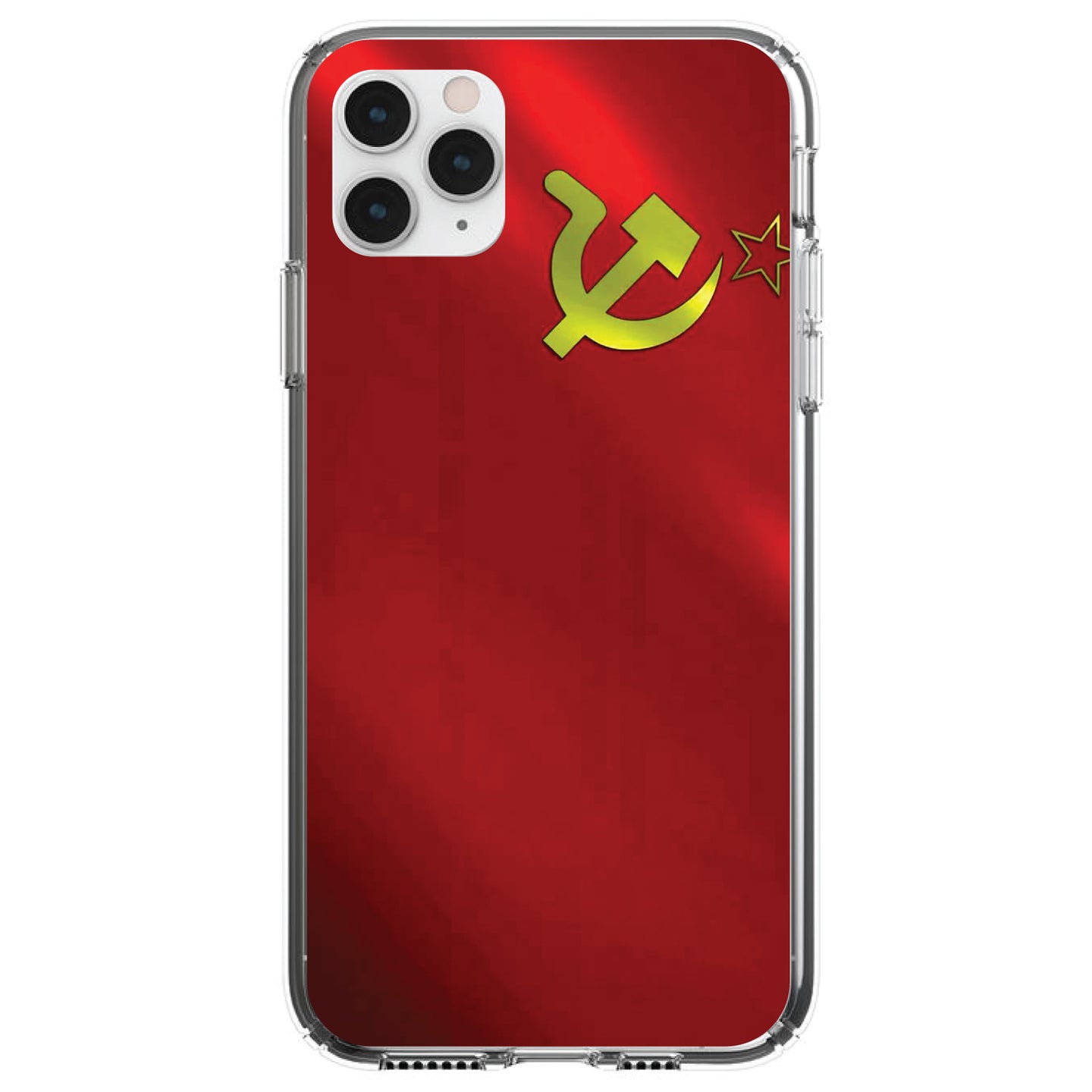 DistinctInk® Clear Shockproof Hybrid Case for Apple iPhone / Samsung Galaxy / Google Pixel - USSR Soviet Flag Waving Red Yellow