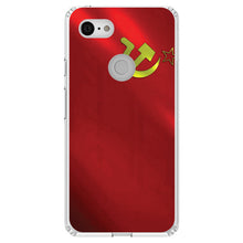 DistinctInk® Clear Shockproof Hybrid Case for Apple iPhone / Samsung Galaxy / Google Pixel - USSR Soviet Flag Waving Red Yellow