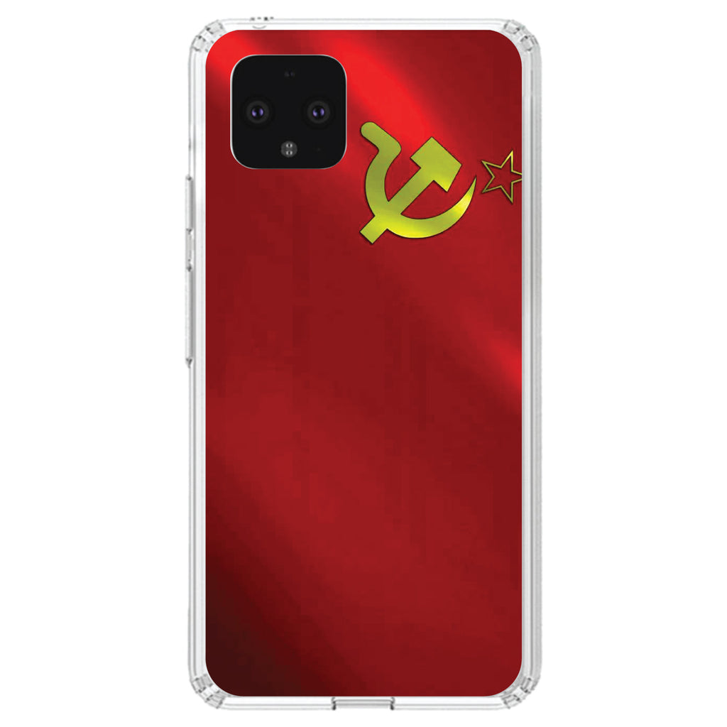 USSR Soviet Flag Waving Red Yellow Clear Shockproof iPhone Case, view 23