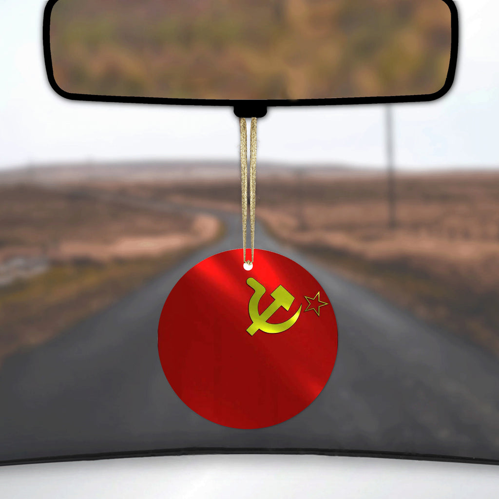USSR Soviet Flag Waving Red Yellow Ceramic Ornament, view 3