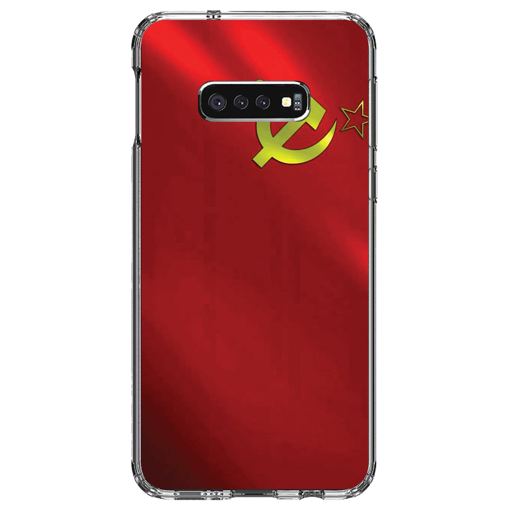 USSR Soviet Flag Waving Red Yellow Clear Shockproof iPhone Case, view 18