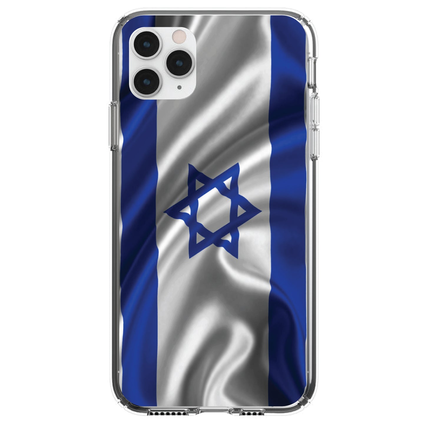 DistinctInk® Clear Shockproof Hybrid Case for Apple iPhone / Samsung Galaxy / Google Pixel - Israel Israeli Waving Flag