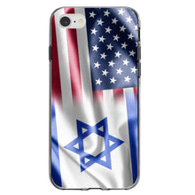 DistinctInk® Clear Shockproof Hybrid Case for Apple iPhone / Samsung Galaxy / Google Pixel - US Israel Flag Waving