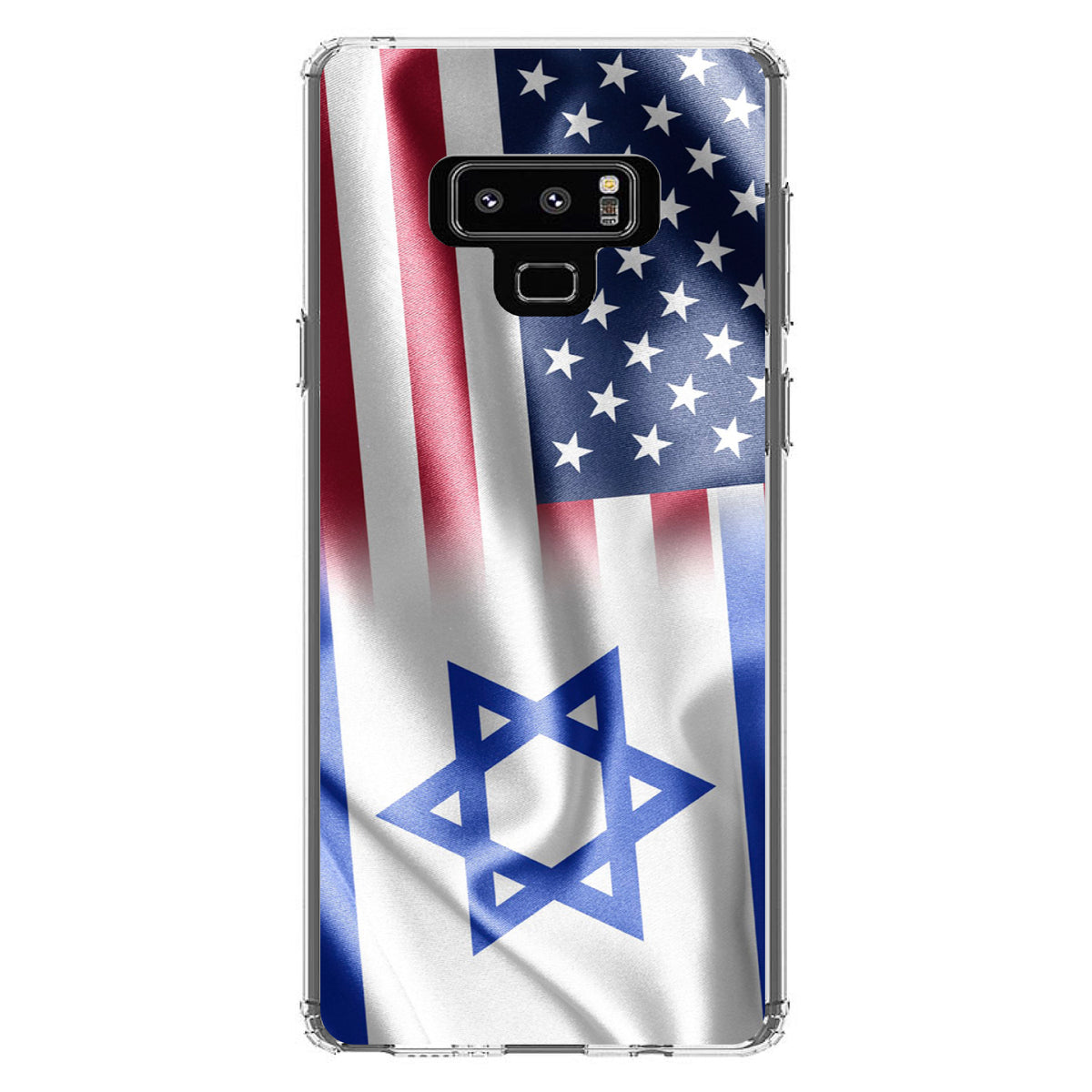 US Israel Flag Waving Clear Shockproof iPhone Case, view 11