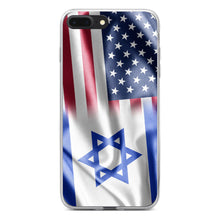 DistinctInk® Clear Shockproof Hybrid Case for Apple iPhone / Samsung Galaxy / Google Pixel - US Israel Flag Waving