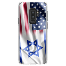 DistinctInk® Clear Shockproof Hybrid Case for Apple iPhone / Samsung Galaxy / Google Pixel - US Israel Flag Waving