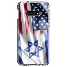 DistinctInk® Clear Shockproof Hybrid Case for Apple iPhone / Samsung Galaxy / Google Pixel - US Israel Flag Waving