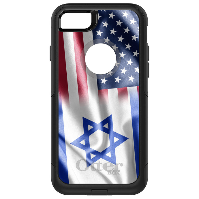 DistinctInk OtterBox Commuter Series Case for Apple iPhone or Samsung Galaxy - US Israel Flag Waving