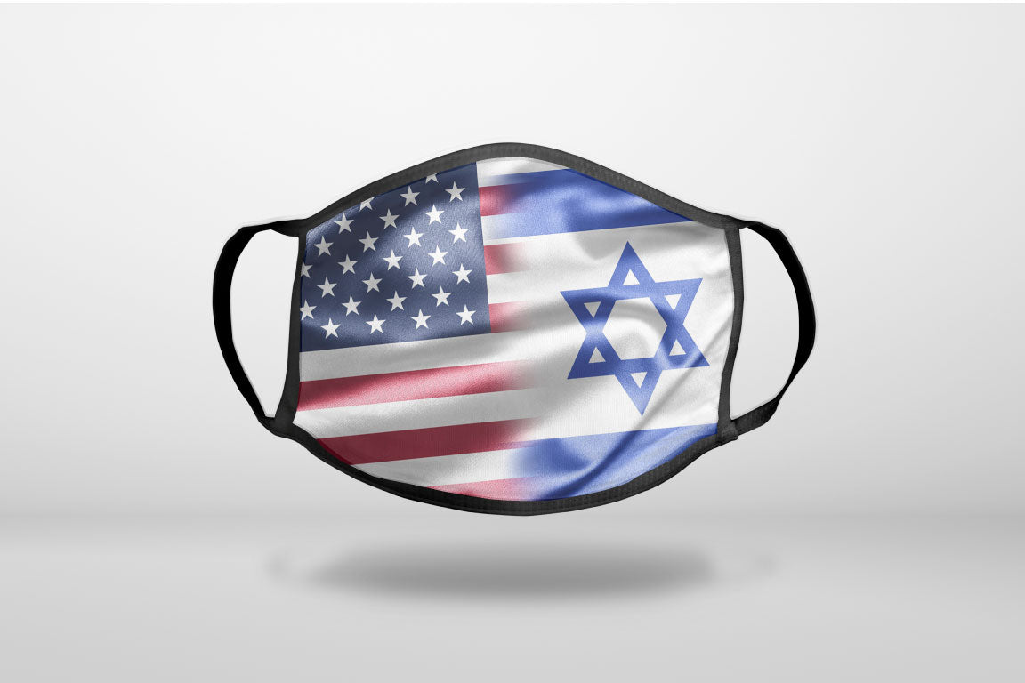 US Israel Flag Waving - 3-Ply Reusable Soft Face Mask Covering, Unisex, Cotton Inner Layer