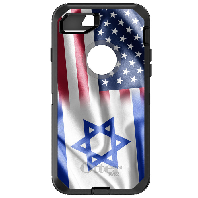 DistinctInk™ OtterBox Defender Series Case for Apple iPhone / Samsung Galaxy / Google Pixel - US Israel Flag Waving