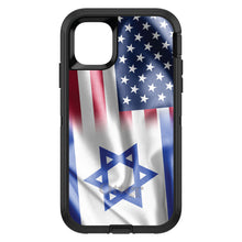 DistinctInk™ OtterBox Defender Series Case for Apple iPhone / Samsung Galaxy / Google Pixel - US Israel Flag Waving