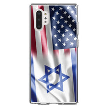 DistinctInk® Clear Shockproof Hybrid Case for Apple iPhone / Samsung Galaxy / Google Pixel - US Israel Flag Waving