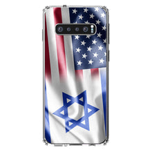 DistinctInk® Clear Shockproof Hybrid Case for Apple iPhone / Samsung Galaxy / Google Pixel - US Israel Flag Waving