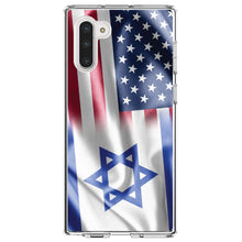 DistinctInk® Clear Shockproof Hybrid Case for Apple iPhone / Samsung Galaxy / Google Pixel - US Israel Flag Waving