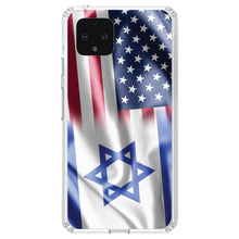 DistinctInk® Clear Shockproof Hybrid Case for Apple iPhone / Samsung Galaxy / Google Pixel - US Israel Flag Waving