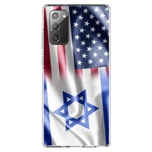 DistinctInk® Clear Shockproof Hybrid Case for Apple iPhone / Samsung Galaxy / Google Pixel - US Israel Flag Waving