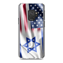 DistinctInk® Clear Shockproof Hybrid Case for Apple iPhone / Samsung Galaxy / Google Pixel - US Israel Flag Waving