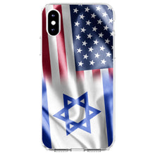 DistinctInk® Clear Shockproof Hybrid Case for Apple iPhone / Samsung Galaxy / Google Pixel - US Israel Flag Waving