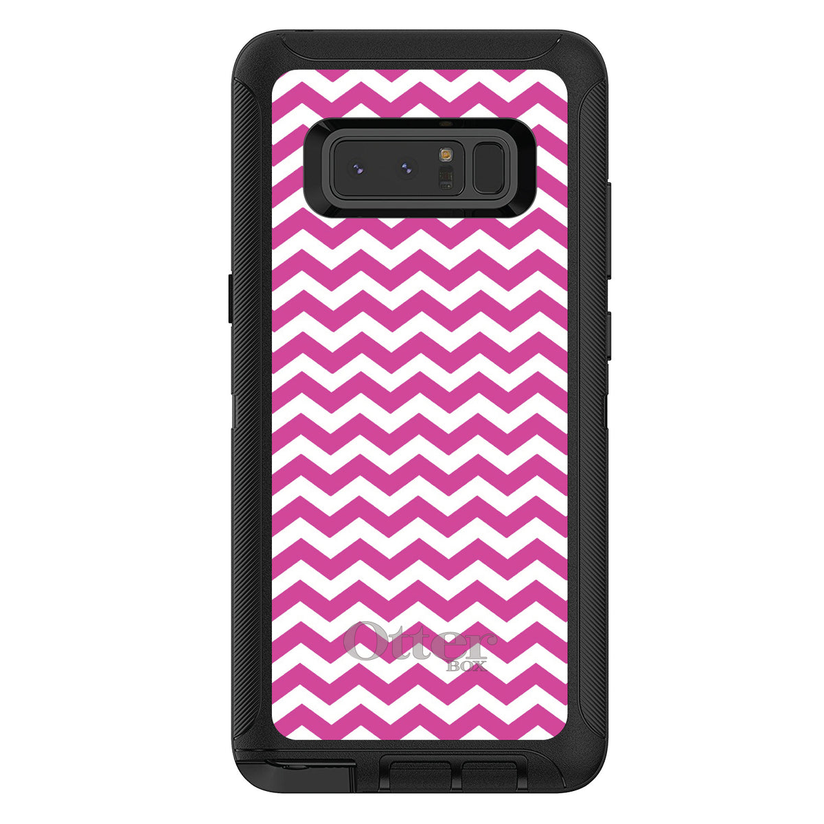 Hot Pink White Chevron Stripes Wave OtterBox Defender Case for iPhone & Galaxy, view 14