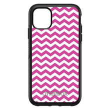 DistinctInk™ OtterBox Symmetry Series Case for Apple iPhone / Samsung Galaxy / Google Pixel - Hot Pink White Chevron Stripes Wave