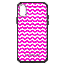 DistinctInk™ OtterBox Symmetry Series Case for Apple iPhone / Samsung Galaxy / Google Pixel - Hot Pink White Chevron Stripes Wave