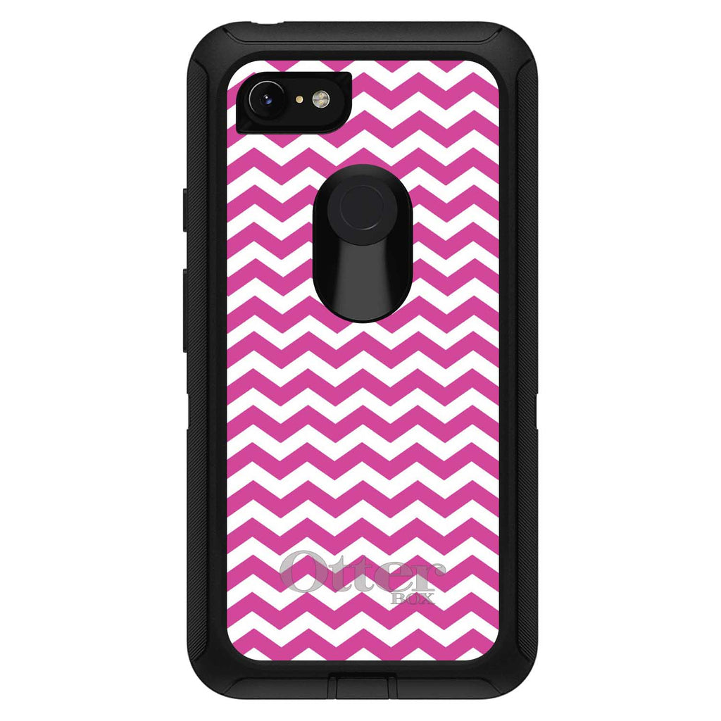 Hot Pink White Chevron Stripes Wave OtterBox Defender Case for iPhone & Galaxy, view 15