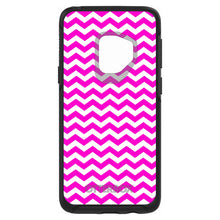 DistinctInk™ OtterBox Symmetry Series Case for Apple iPhone / Samsung Galaxy / Google Pixel - Hot Pink White Chevron Stripes Wave