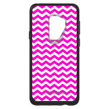 DistinctInk™ OtterBox Symmetry Series Case for Apple iPhone / Samsung Galaxy / Google Pixel - Hot Pink White Chevron Stripes Wave