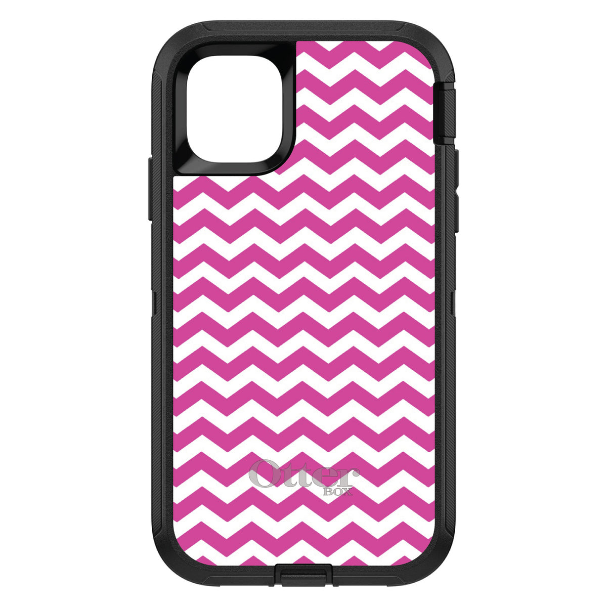 Hot Pink White Chevron Stripes Wave OtterBox Defender Case for iPhone & Galaxy, view 2