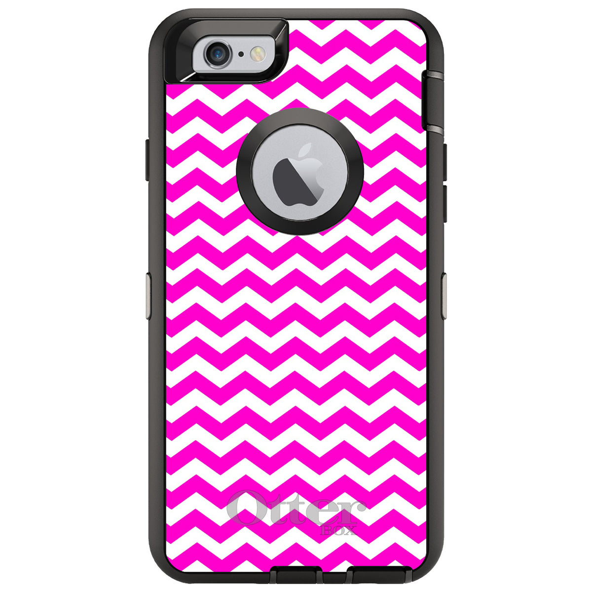 Hot Pink White Chevron Stripes Wave OtterBox Defender Case for iPhone & Galaxy, view 4