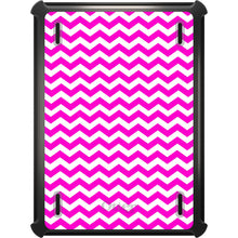 DistinctInk™ OtterBox Defender Series Case for Apple iPad / iPad Pro / iPad Air / iPad Mini - Hot Pink White Chevron Stripes Wave