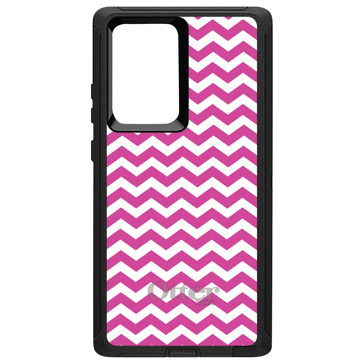 Hot Pink White Chevron Stripes Wave OtterBox Defender Case for iPhone & Galaxy, view 10