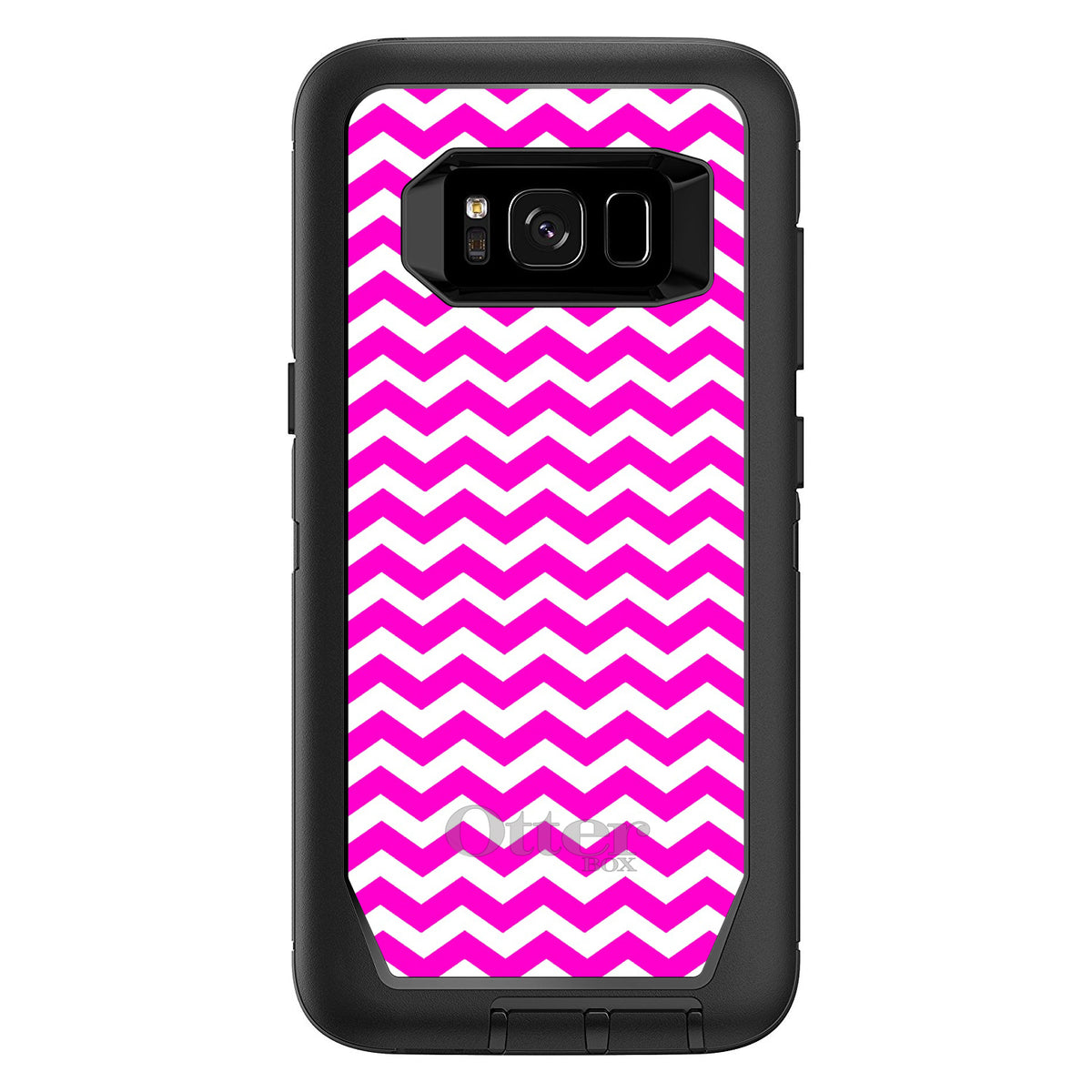 Hot Pink White Chevron Stripes Wave OtterBox Defender Case for iPhone & Galaxy, view 9