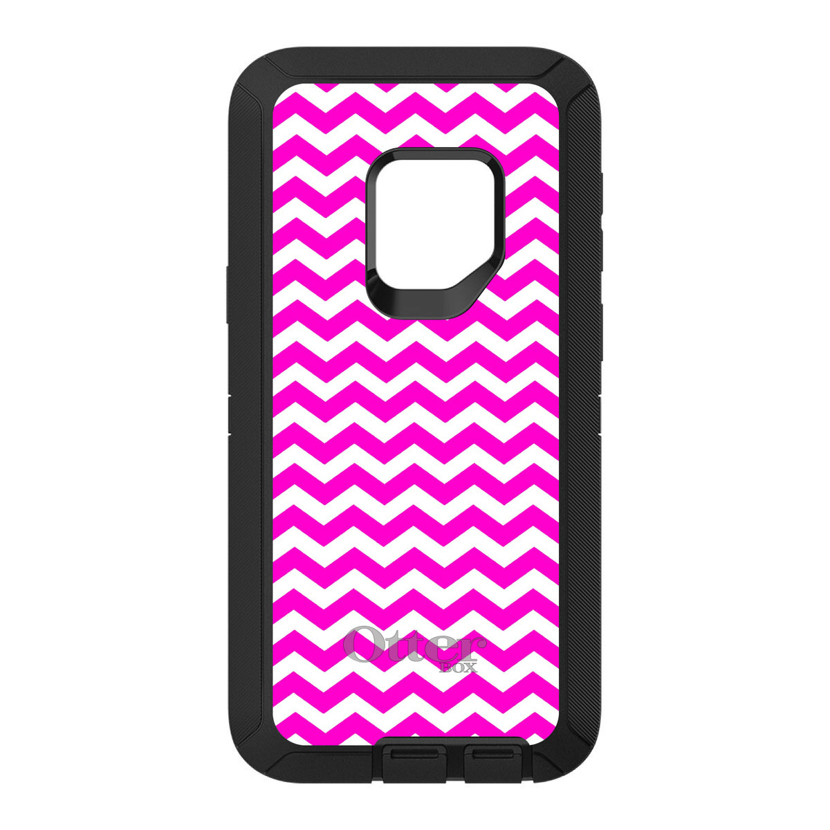 Hot Pink White Chevron Stripes Wave OtterBox Defender Case for iPhone & Galaxy, view 8