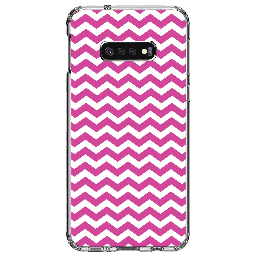 Hot Pink White Chevron Stripes Wave Clear Shockproof iPhone Case, view 18