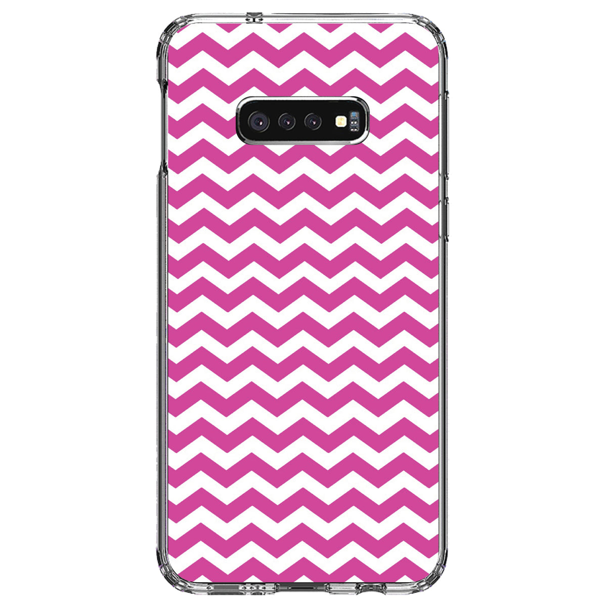 Hot Pink White Chevron Stripes Wave Clear Shockproof iPhone Case, view 18