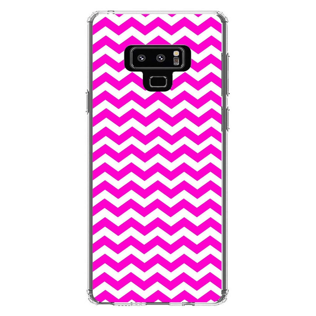 Hot Pink White Chevron Stripes Wave Clear Shockproof iPhone Case, view 11