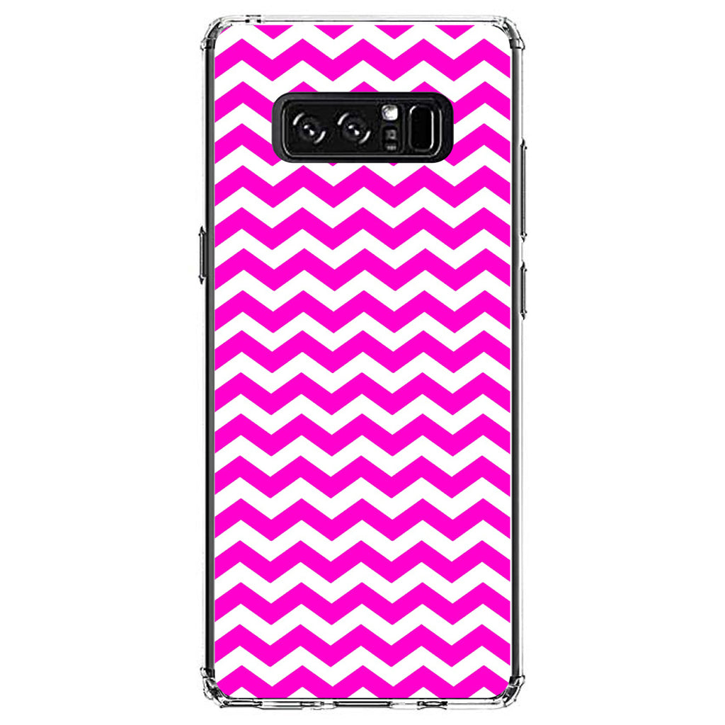Hot Pink White Chevron Stripes Wave Clear Shockproof iPhone Case, view 12