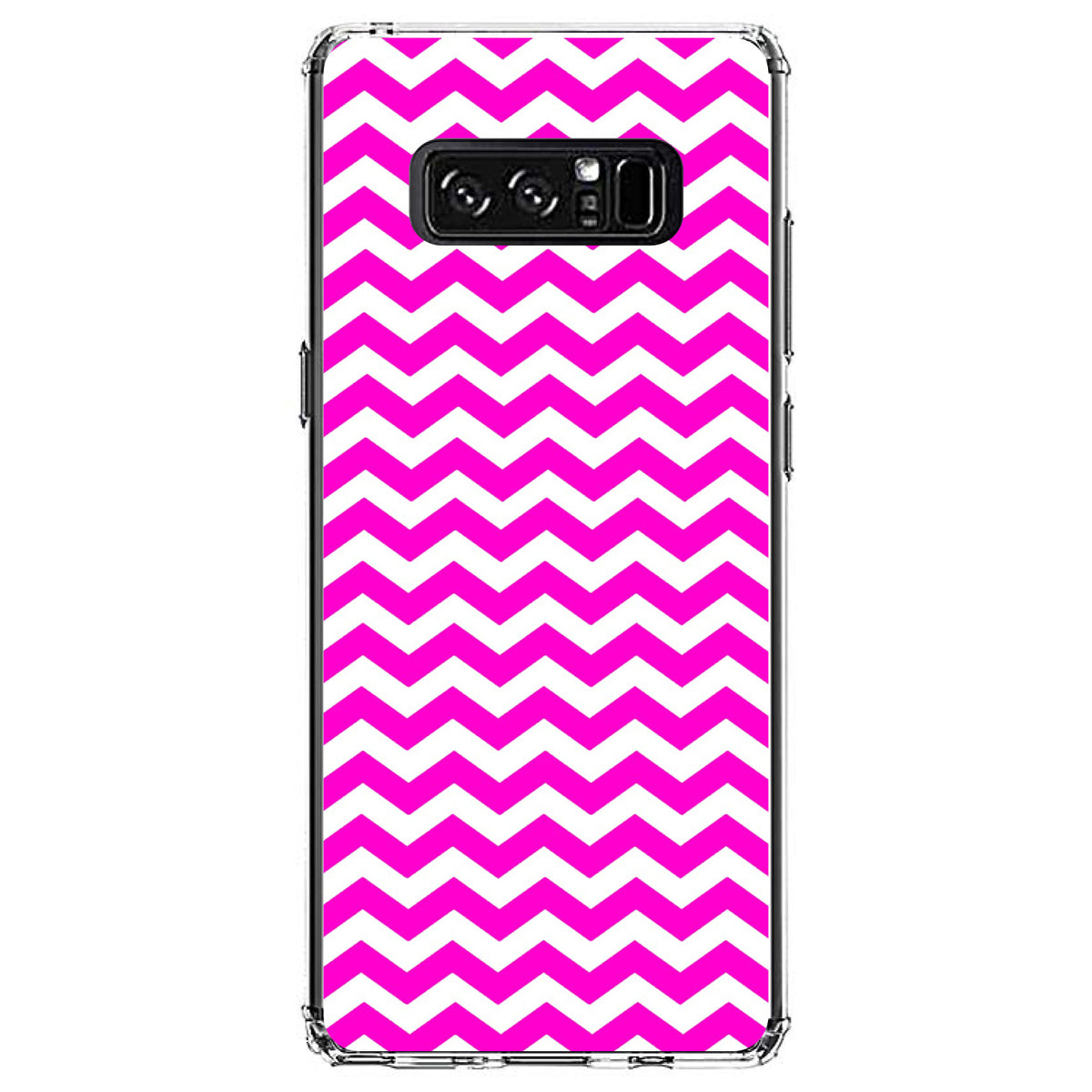 Hot Pink White Chevron Stripes Wave Clear Shockproof iPhone Case, view 12