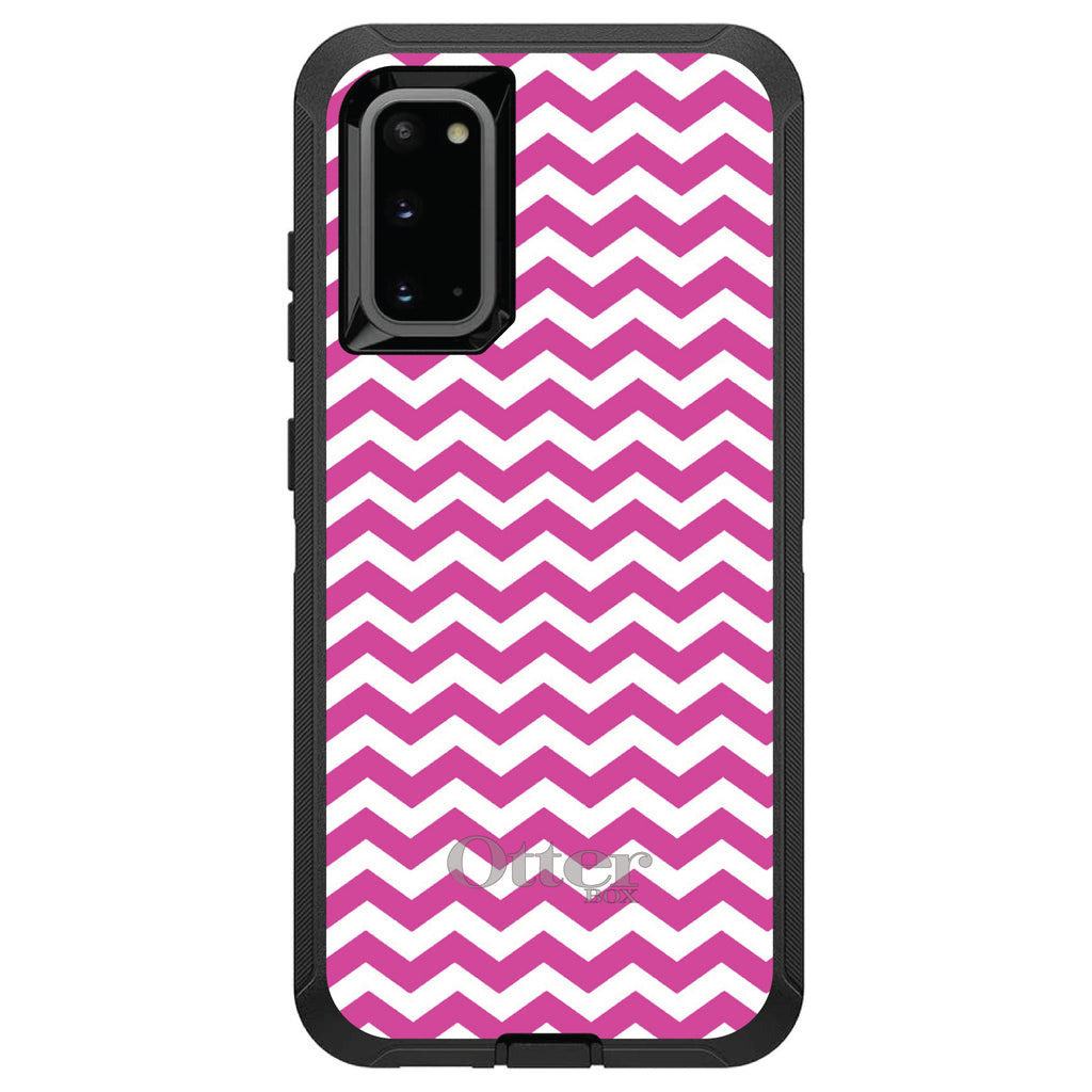 Hot Pink White Chevron Stripes Wave OtterBox Defender Case for iPhone & Galaxy, view 5