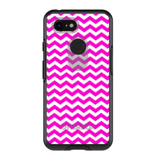 DistinctInk™ OtterBox Symmetry Series Case for Apple iPhone / Samsung Galaxy / Google Pixel - Hot Pink White Chevron Stripes Wave